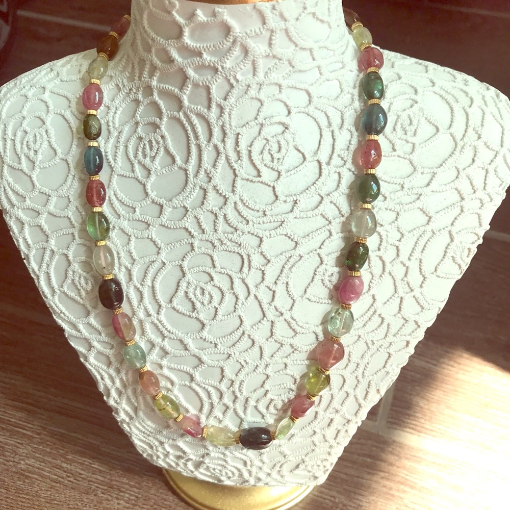 Multi Color Stone Bead Necklace
